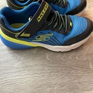 Skechers Kids Blue and Lime Hook-and-Loop Athletic Sneakers